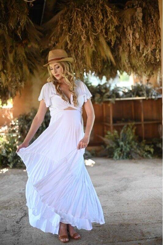 White long viscose infinity maternity and nursing dress