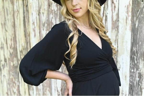 Black infinity maternity and nursing dress with three-quarter sleeves, styled in multiple ways