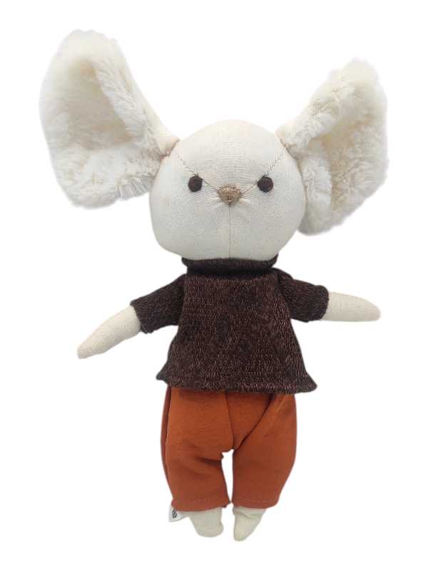 Mason Mouse sensory toy made from calico fabric