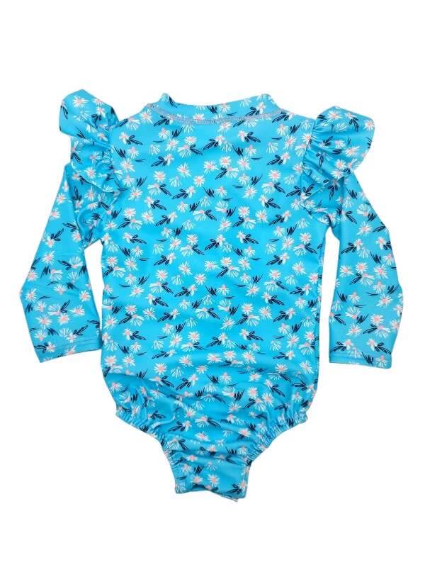 Blue floral swimsuit with press studs - Image 2