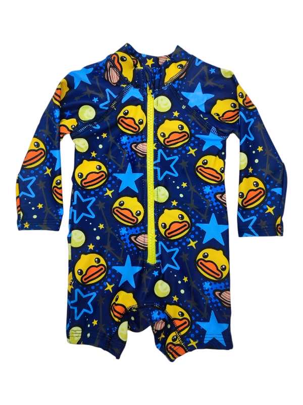 Navy ducky boys swimsuit with press studs