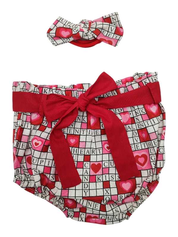 Valentine diaper cover with matching headband for babies