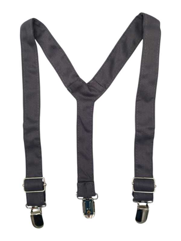 Grey suspenders for boys with adjustable straps