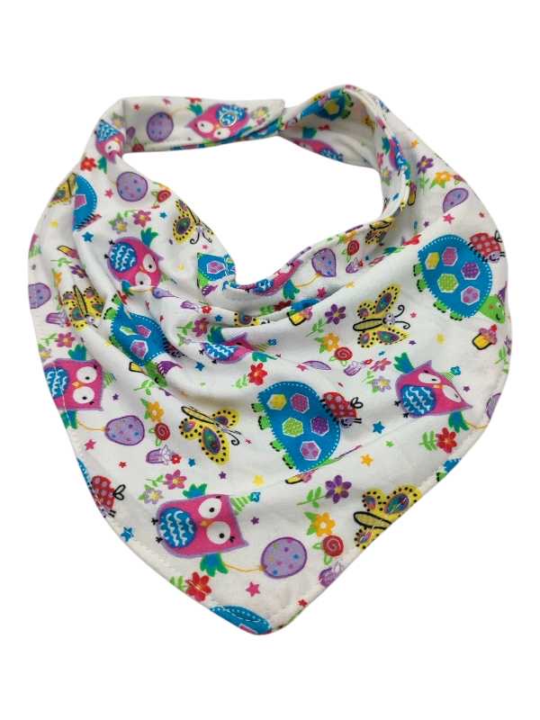 White owl garden cotton Lycra bandana bib for babies