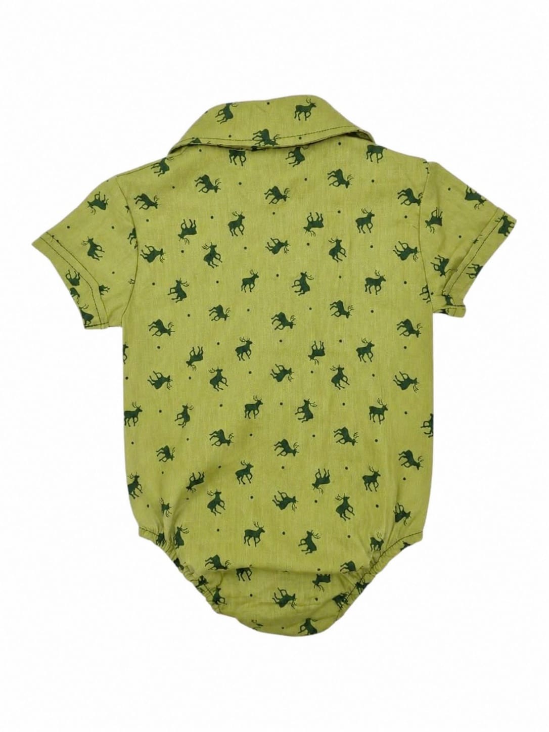 Olive green deer romper shirt - Image 2