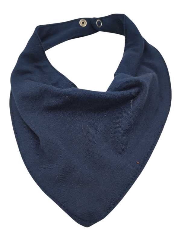 Navy cotton Lycra bandana bib for babies