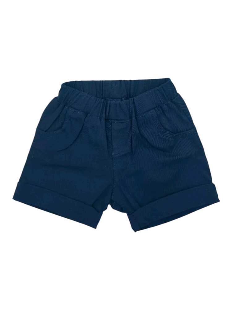 Navy bengaline shorts for boys with elastic waistband
