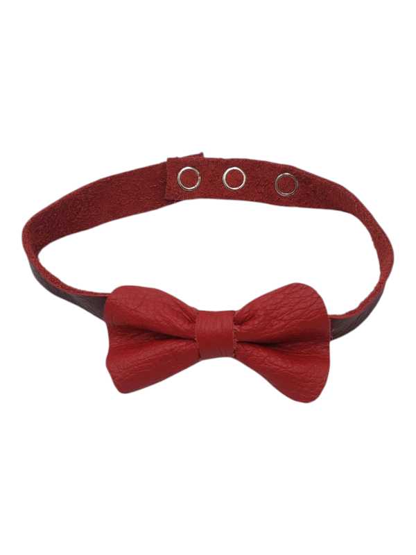 Red leather bow tie with adjustable strap