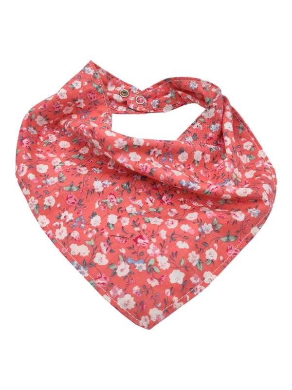 Dark coral floral cotton bandana bib for babies