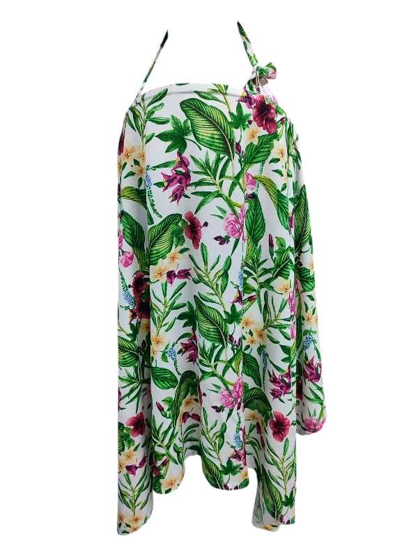 Breastfeeding cover with adjustable neck strap and structured neckline