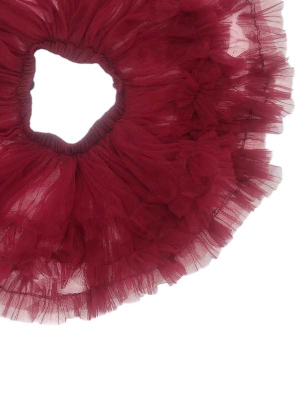 Maroon fluffy tutu skirt with layered soft tulle