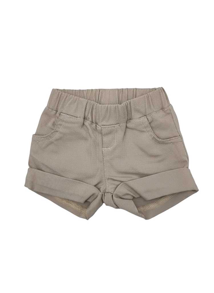 Beige bengaline shorts for boys with elastic waistband