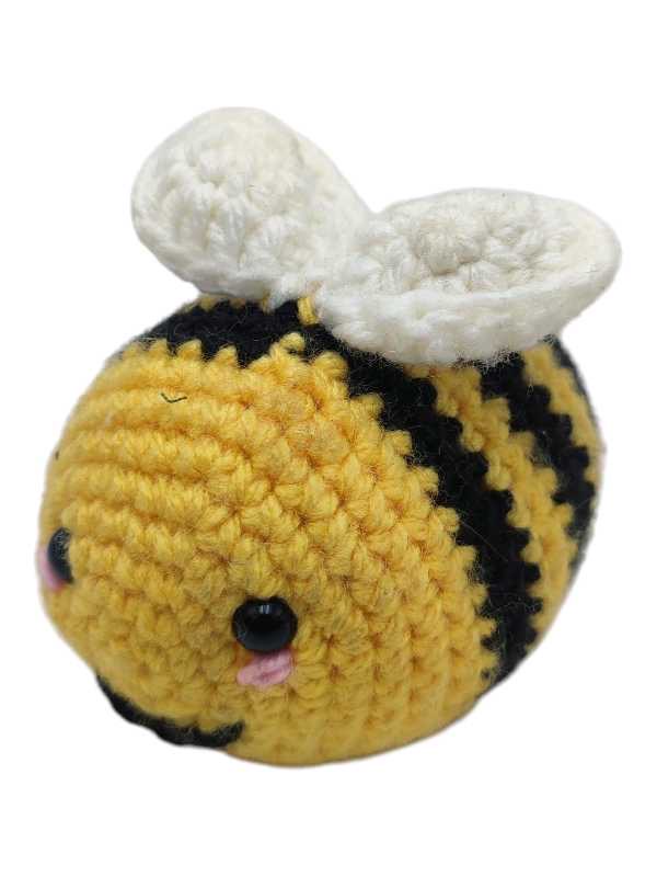 Handmade crochet bee made from acrylic yarn