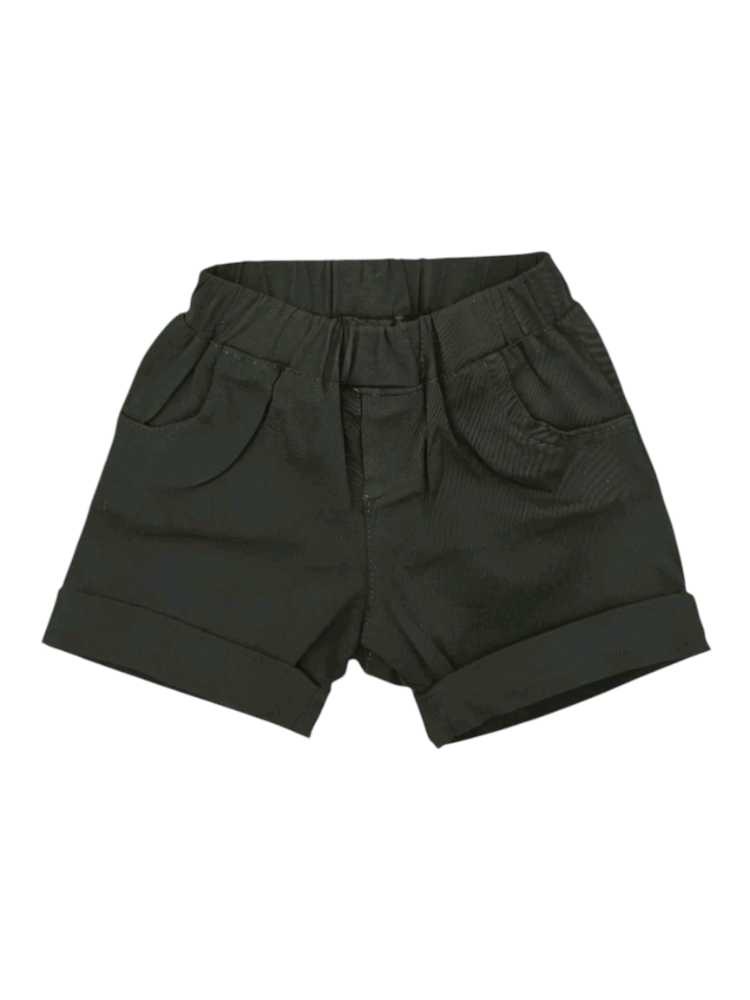Black bengaline shorts for boys with elastic waistband