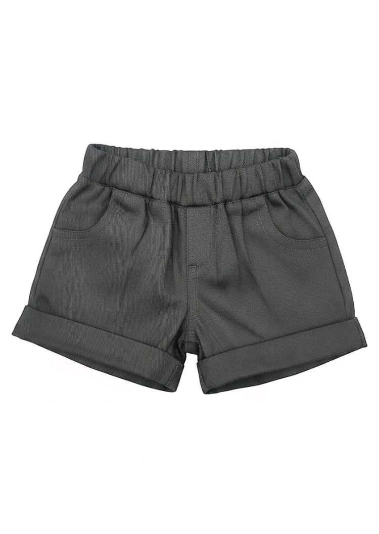 Light grey bengaline shorts for boys with elastic waistband