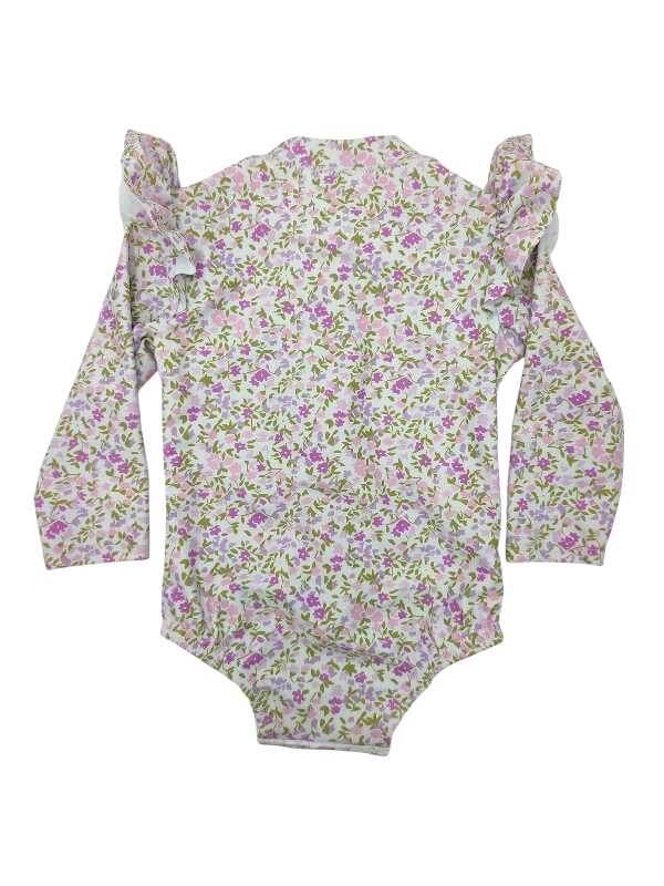 White, pink and purple floral swimsuit with press studs - Image 2