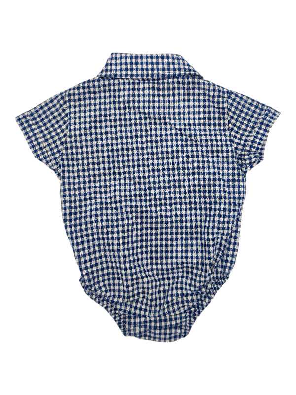 Navy and white plaid romper shirt - Image 2