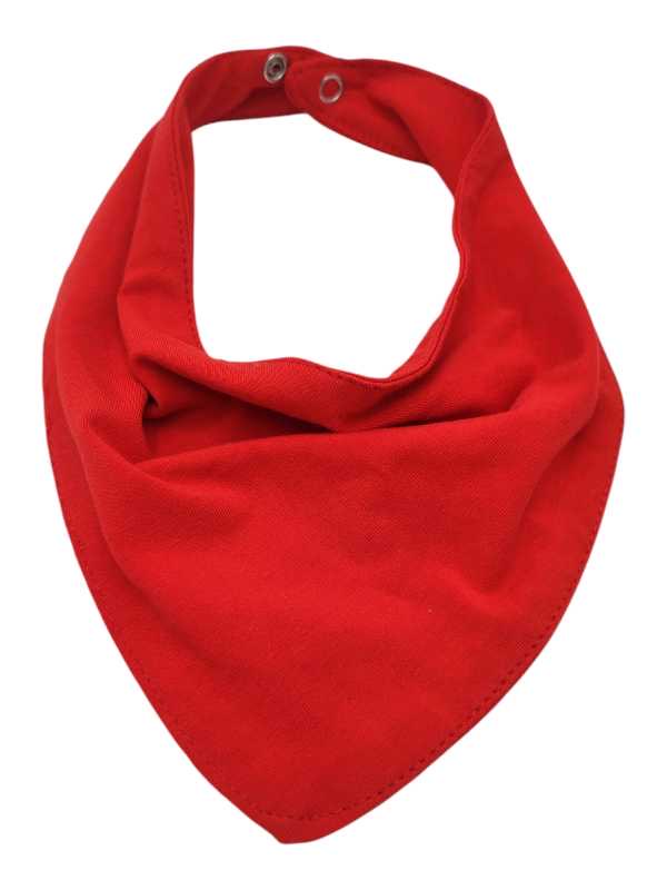 Red cotton Lycra bandana bib for babies