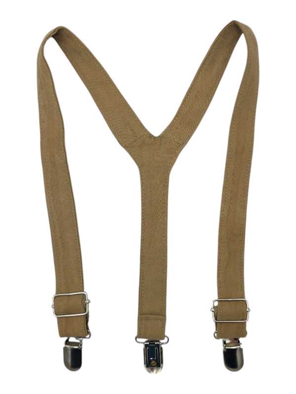 Khaki suspenders for boys with adjustable straps