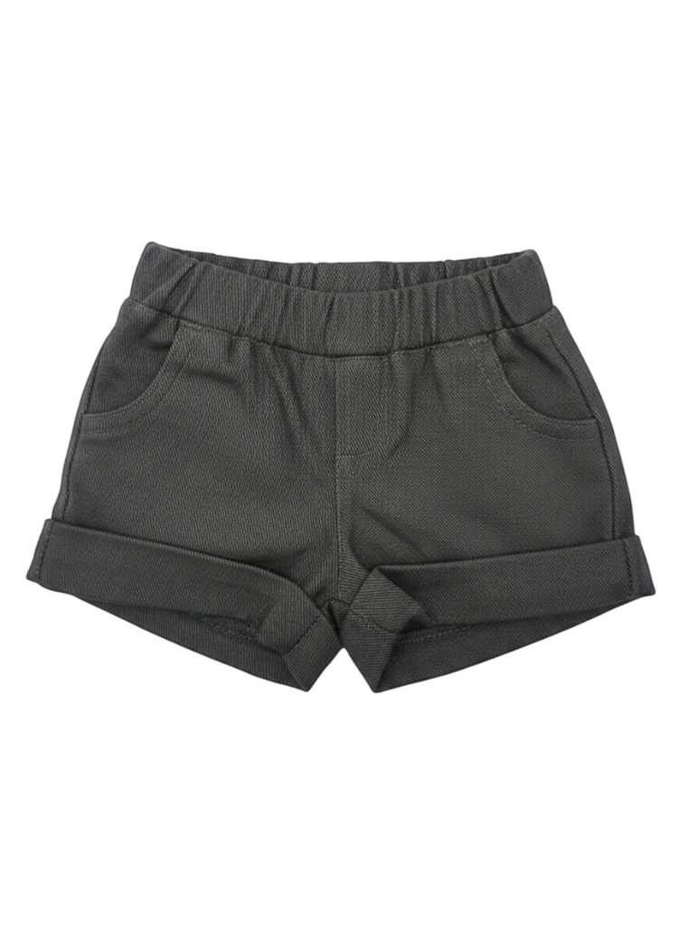 Dark grey bengaline shorts for boys with elastic waistband
