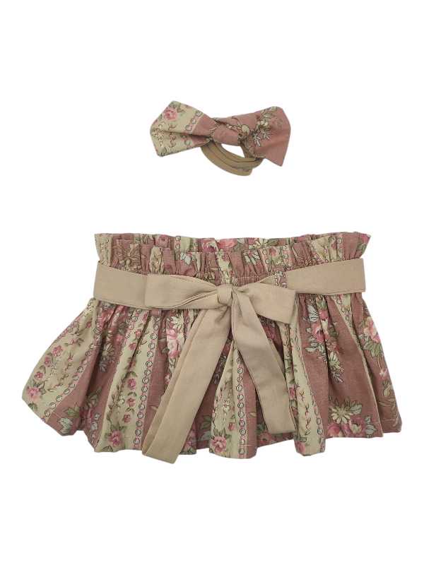 Vintage pink paperbag skirt with matching belt and headband