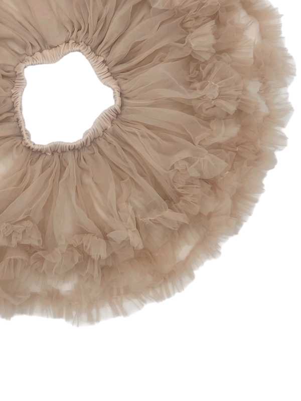 Beige fluffy tutu skirt with layered soft tulle