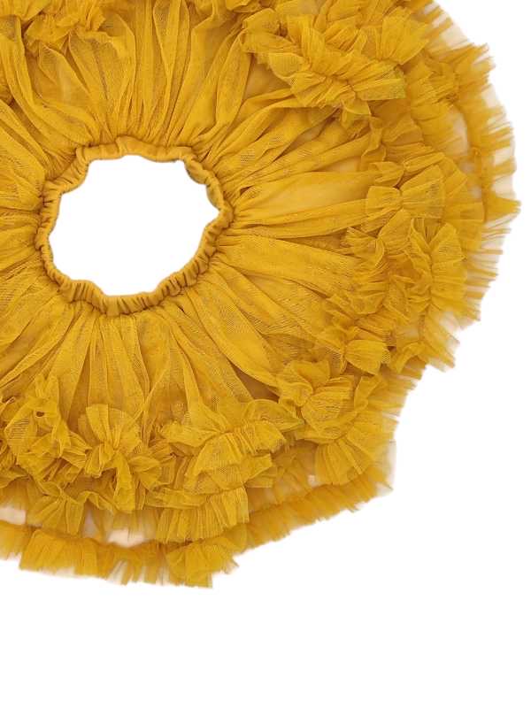 Mustard fluffy tutu skirt with layered soft tulle