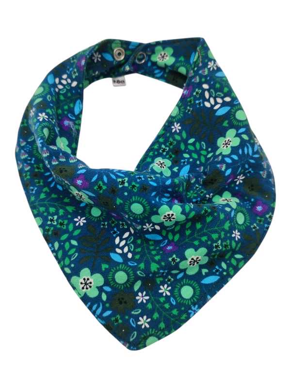 Forest green floral cotton lycra bandana bib