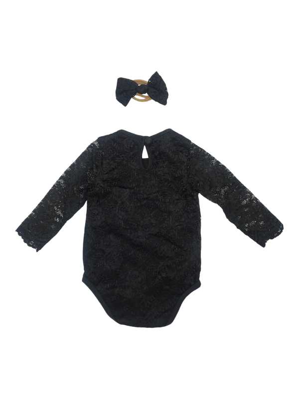 Black long sleeve lace vest and headband set - Image 2