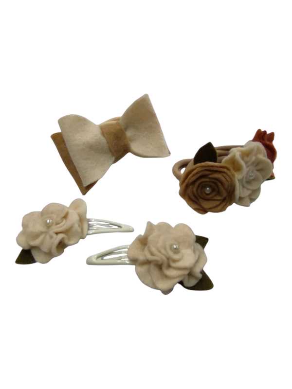 Beige and cream three piece hair accessory set