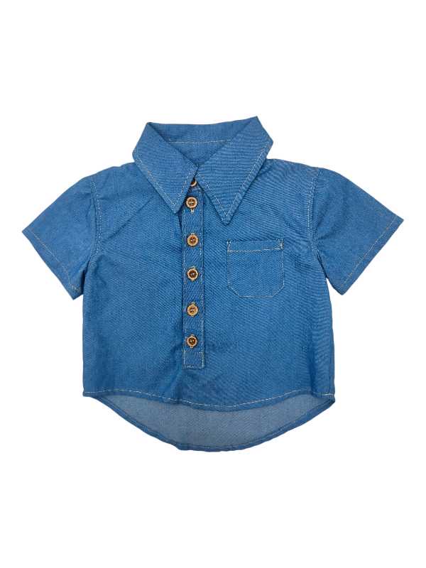 Light denim shirt for boys made from soft denim fabric