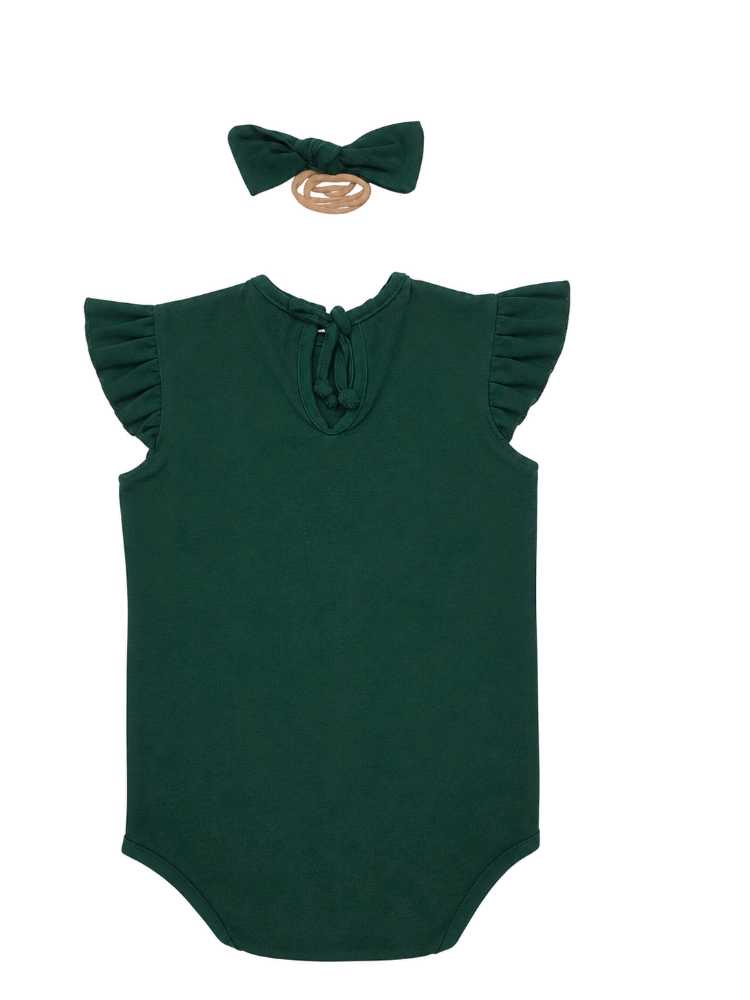 Forest green vest and headband set - Image 2
