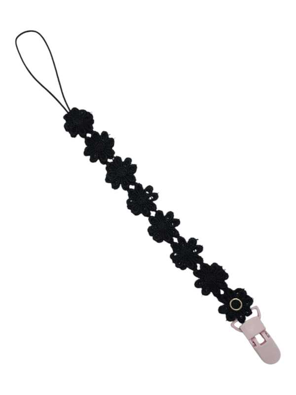 Black lace dummy clip baby accessory