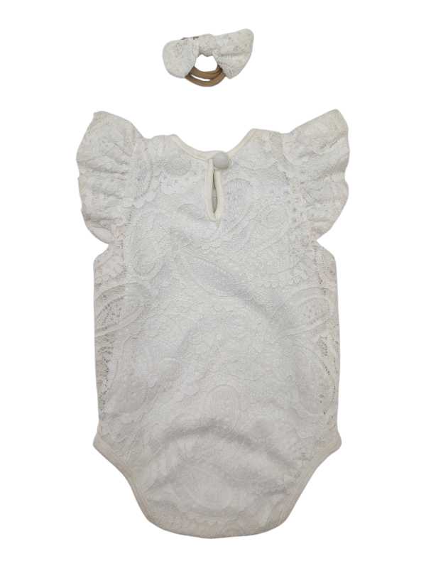 Cream white lace vest and headband set - Image 2
