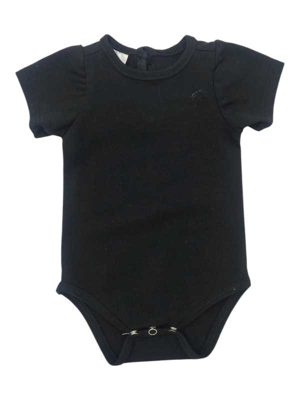 Black unisex baby vest made from cotton lycra fabric