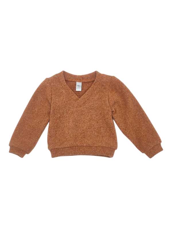 Rust cashmere jersey for kids with long sleeves