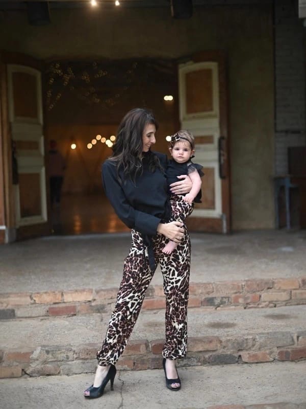 Leopard viscose paperbag pants