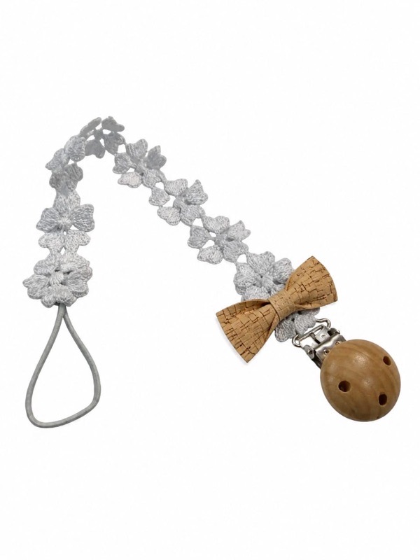 White flower lace and cork bow dummyclip - Image 2