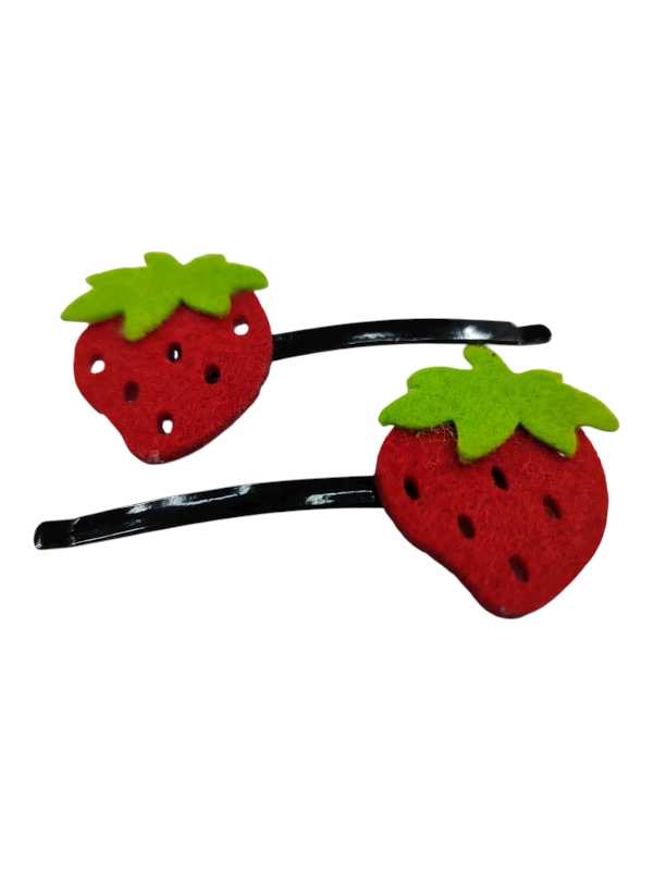Strawberry hair clips for babies and toddlers