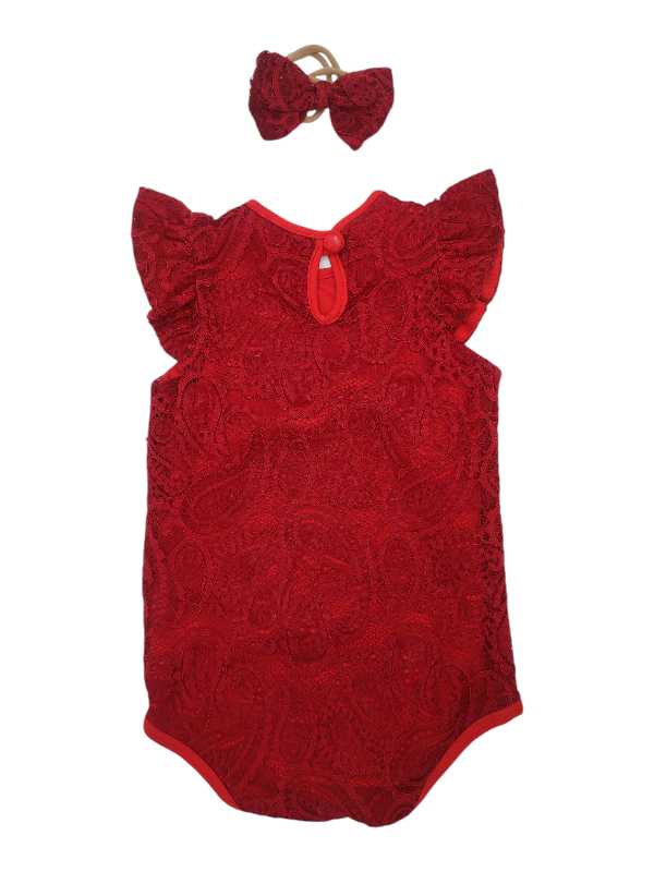 Red lace vest and headband set - Image 2