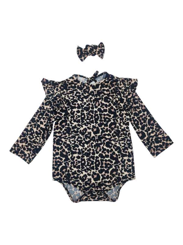 Leopard Print Long Sleeve Frill Vest