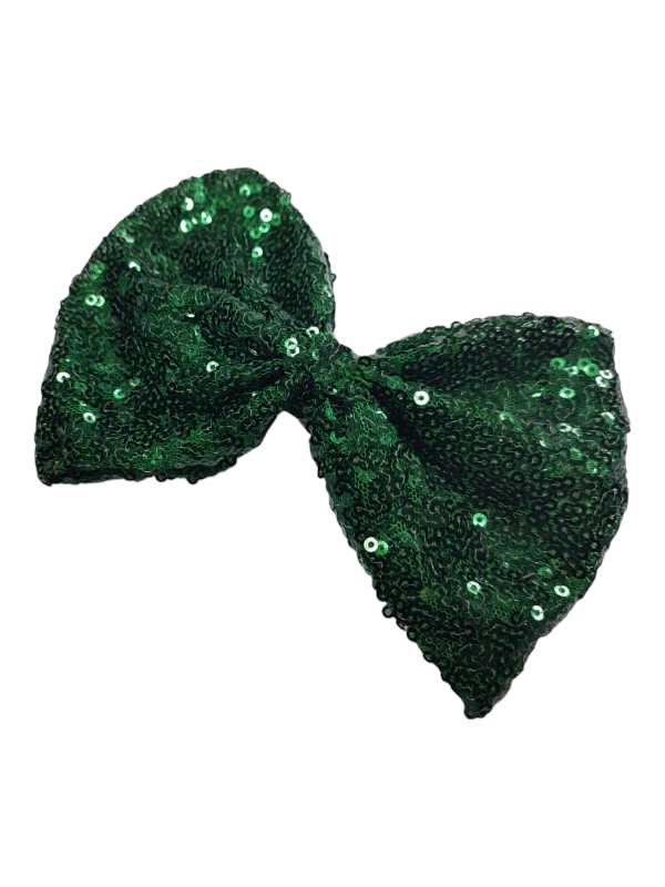 Forest green sequin bow hairclip for girls