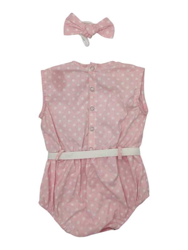 Baby pink polka dot romper and headband set - Image 2
