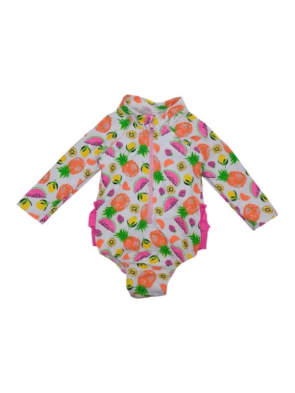 White fruit swimsuit with press studs